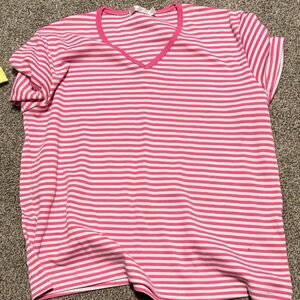 Pink Striped Short Sleeve Tee